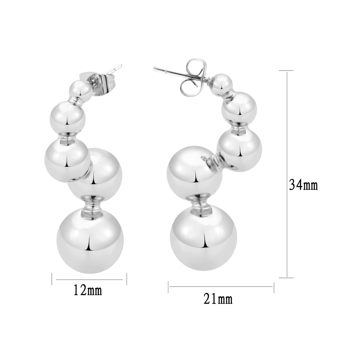 3W1752 - Imitation Rhodium Brass Earring with NoStone in No Stone-1