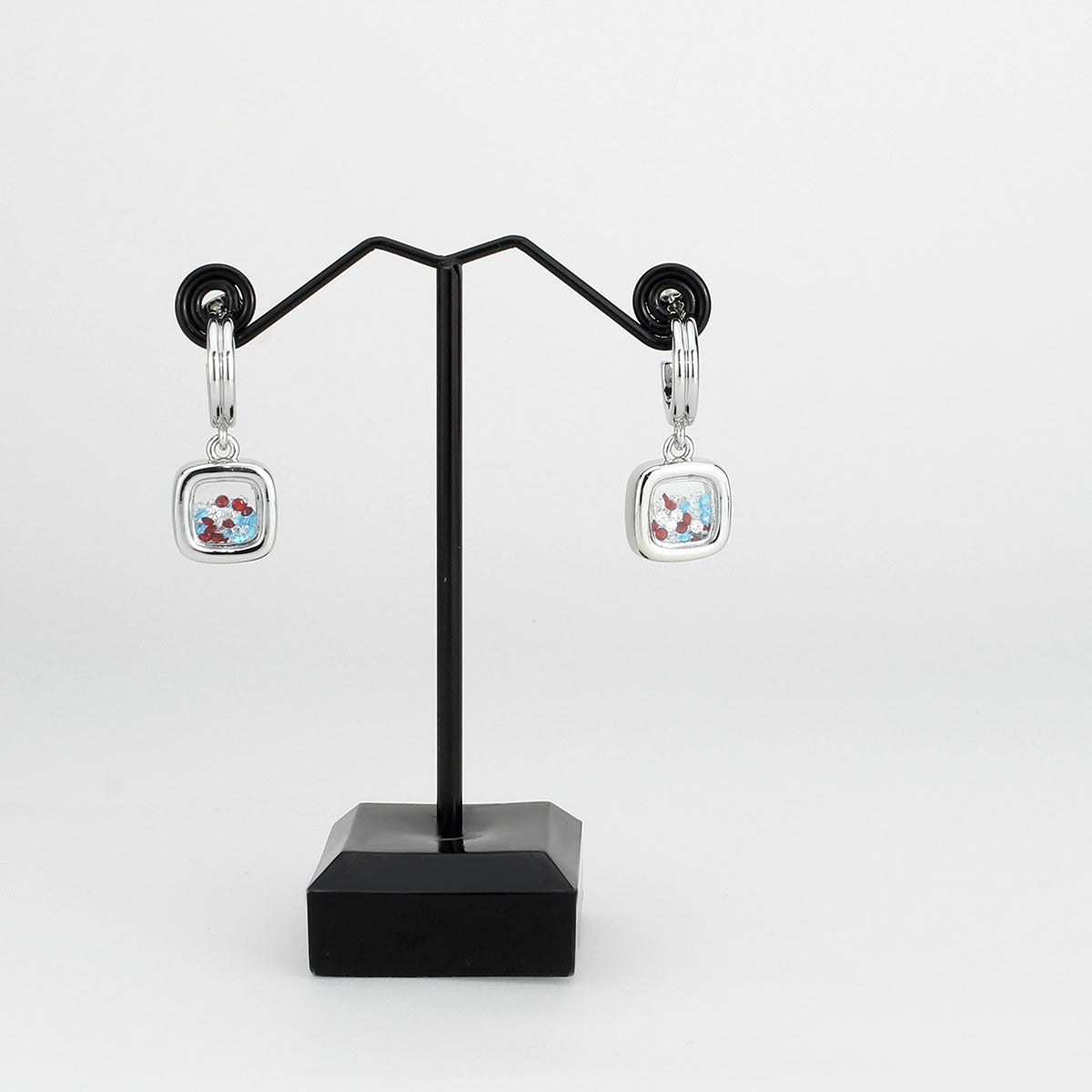 3W1756 - Imitation Rhodium Brass Earring with AAA Grade CZ in MultiColor-1