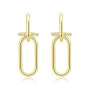 3W1763G - Flash Gold Brass Earring with AAA Grade CZ in Clear-0