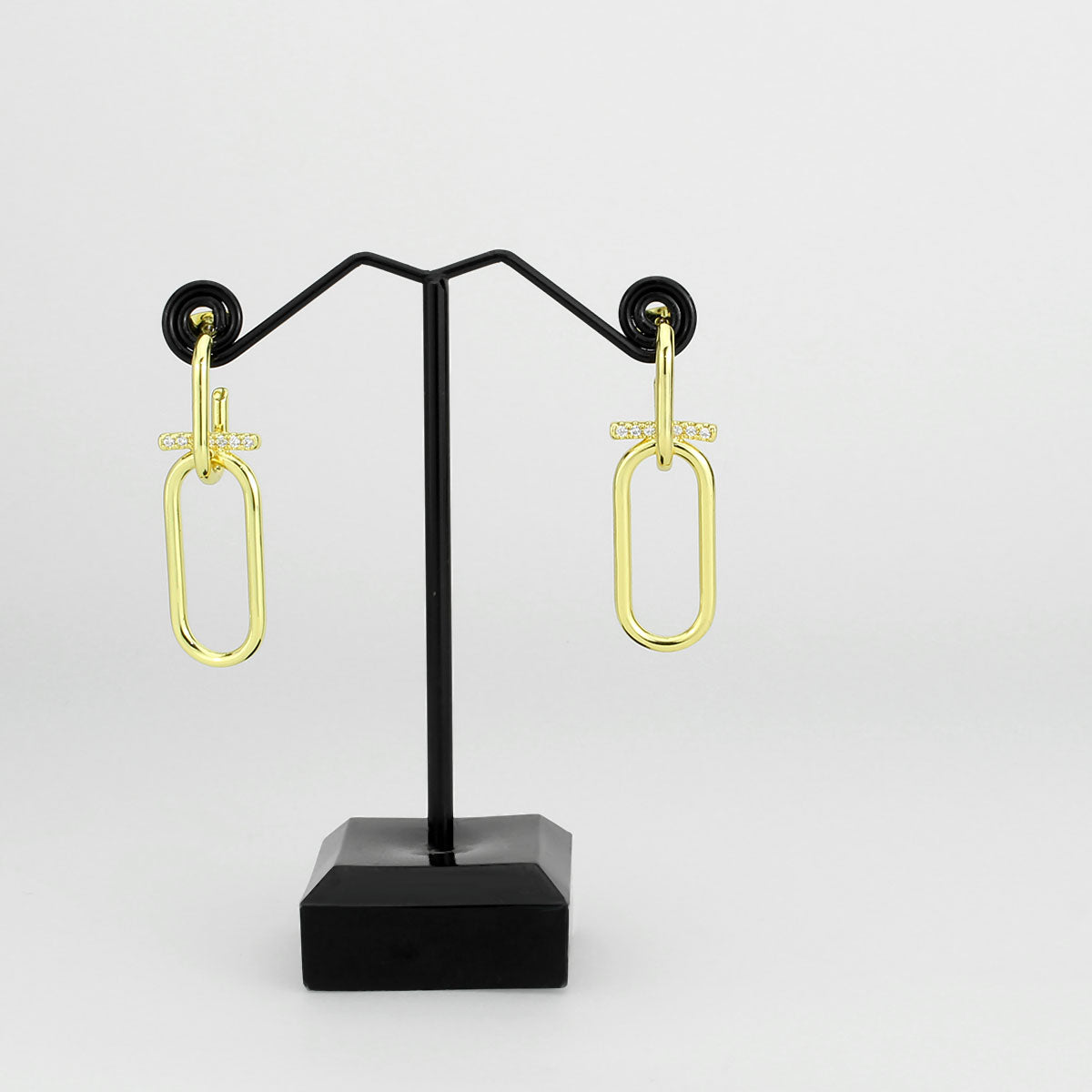 3W1763G - Flash Gold Brass Earring with AAA Grade CZ in Clear-1