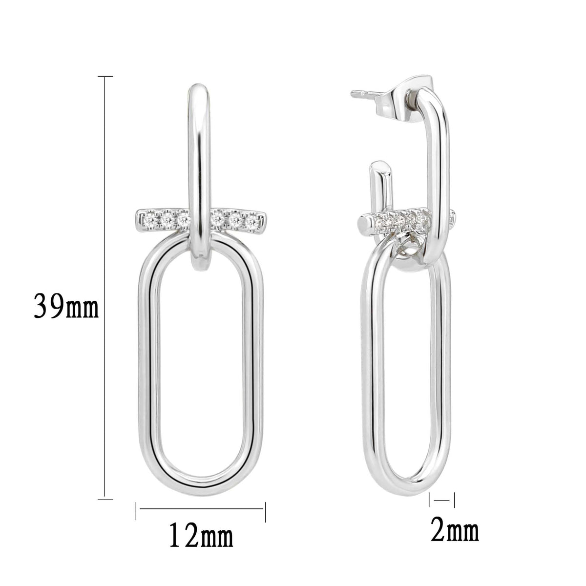 3W1763 - Imitation Rhodium Brass Earring with AAA Grade CZ in Clear-2