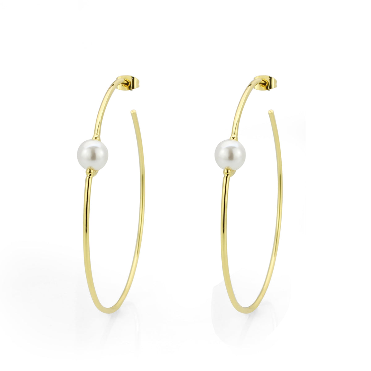 3W1769G - Flash Gold Brass Earring with Synthetic in White-2