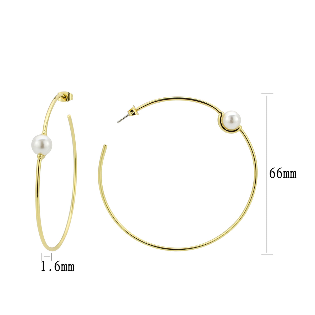 3W1769G - Flash Gold Brass Earring with Synthetic in White-0
