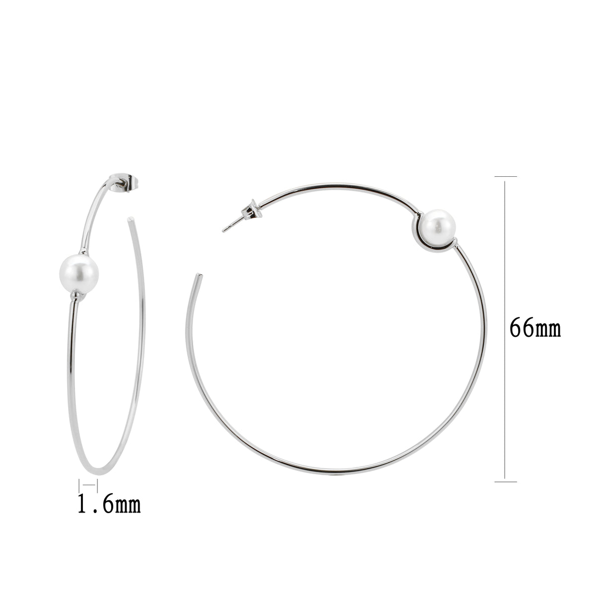 3W1769 - Imitation Rhodium Brass Earring with Synthetic in White-2