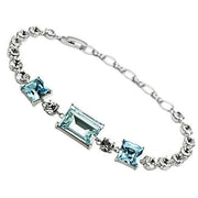 3W176 - Rhodium Brass Bracelet with Top Grade Crystal  in Sea Blue-0