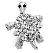 3W178 - Rhodium Brass Ring with Top Grade Crystal  in Jet-0