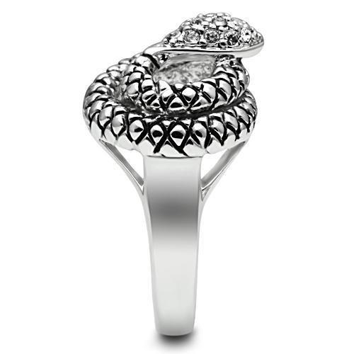 3W183 - Rhodium Brass Ring with Top Grade Crystal  in Clear-3