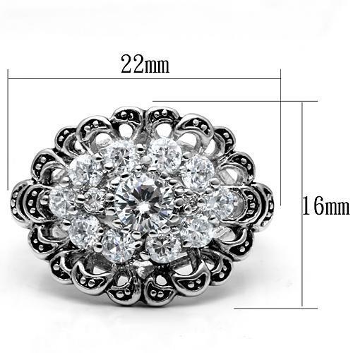 3W184 - Rhodium Brass Ring with AAA Grade CZ  in Clear-1