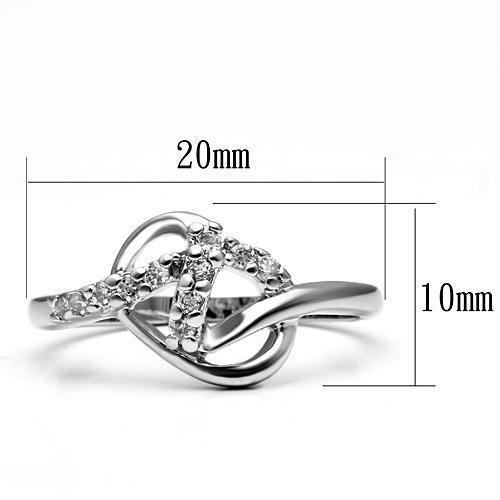 3W190 - Rhodium Brass Ring with AAA Grade CZ  in Clear-1