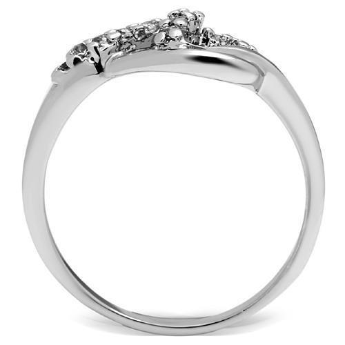 3W190 - Rhodium Brass Ring with AAA Grade CZ  in Clear-2