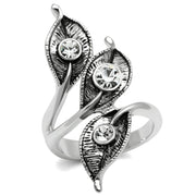 3W193 - Rhodium Brass Ring with Top Grade Crystal  in Clear-0