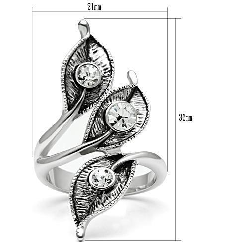 3W193 - Rhodium Brass Ring with Top Grade Crystal  in Clear-1