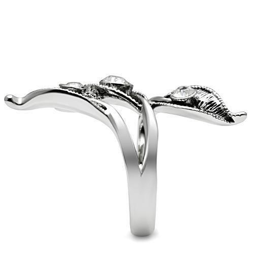 3W193 - Rhodium Brass Ring with Top Grade Crystal  in Clear-3