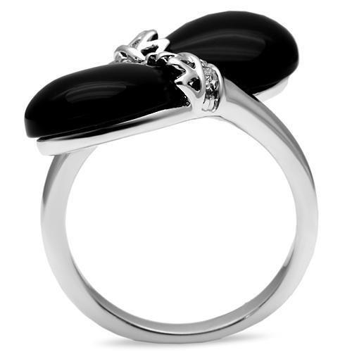 3W195 - Rhodium Brass Ring with Semi-Precious Onyx in Jet-2