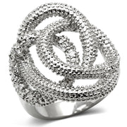 3W196 - Rhodium Brass Ring with AAA Grade CZ  in Clear-0