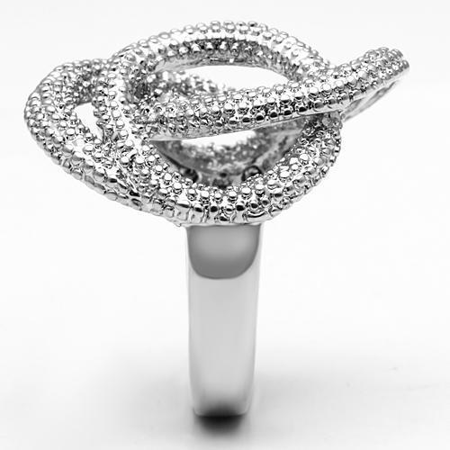 3W196 - Rhodium Brass Ring with AAA Grade CZ  in Clear-3