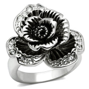 3W198 - Rhodium Brass Ring with Top Grade Crystal  in Clear-0