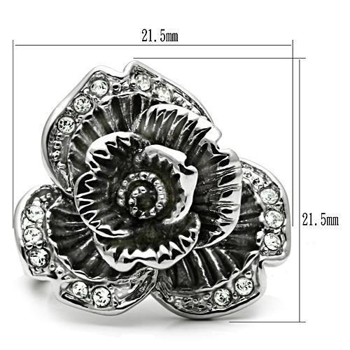 3W198 - Rhodium Brass Ring with Top Grade Crystal  in Clear-1