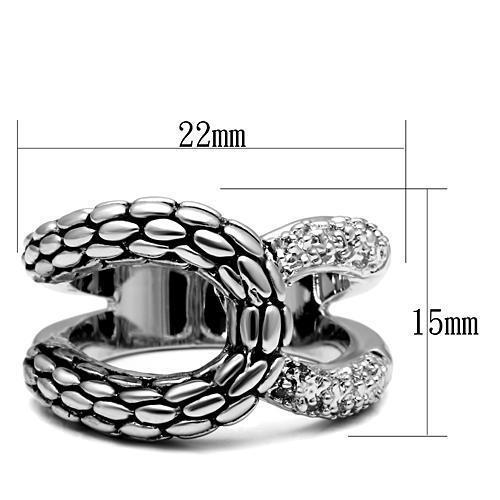 3W202 - Rhodium Brass Ring with AAA Grade CZ  in Clear-1