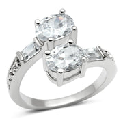 3W203 - Rhodium Brass Ring with AAA Grade CZ  in Clear-0