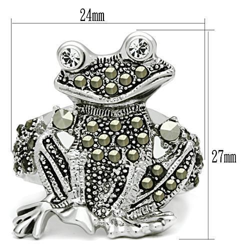 3W205 - Rhodium Brass Ring with Top Grade Crystal  in Clear-1