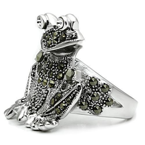 3W205 - Rhodium Brass Ring with Top Grade Crystal  in Clear-3