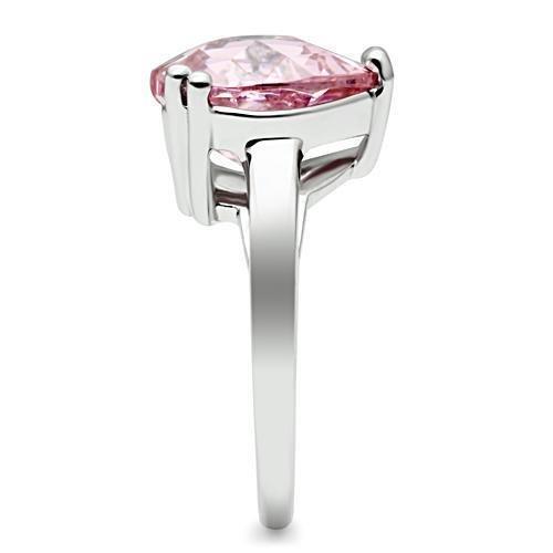 3W206 - Rhodium Brass Ring with AAA Grade CZ  in Rose-3