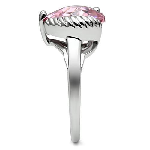 3W206 - Rhodium Brass Ring with AAA Grade CZ  in Rose-4