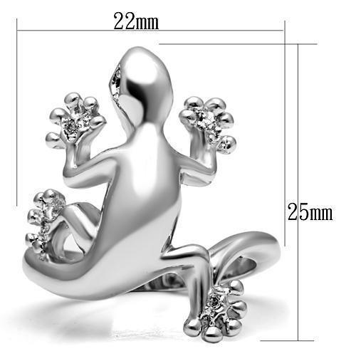 3W207 - Rhodium Brass Ring with AAA Grade CZ  in Black Diamond-1