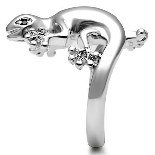 3W207 - Rhodium Brass Ring with AAA Grade CZ  in Black Diamond-3