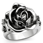 3W210 - Rhodium Brass Ring with AAA Grade CZ  in Clear-0