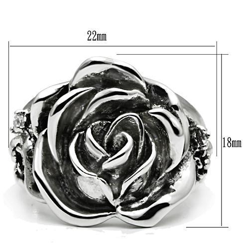3W210 - Rhodium Brass Ring with AAA Grade CZ  in Clear-1