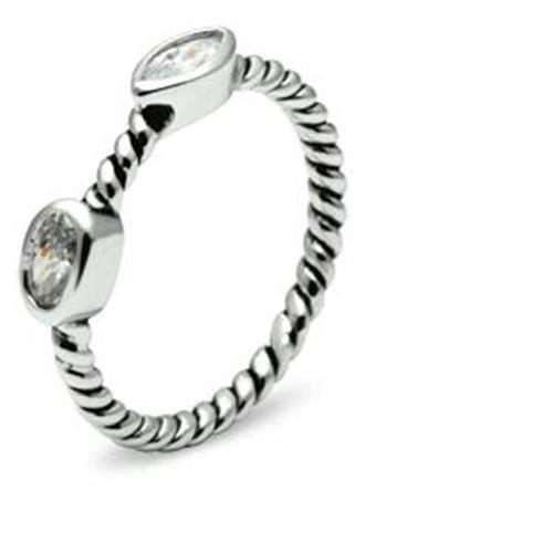 3W212 - Rhodium Brass Ring with AAA Grade CZ  in Clear-4