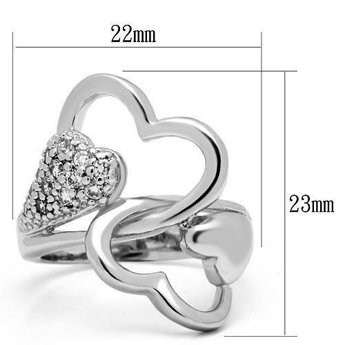 3W213 - Rhodium Brass Ring with AAA Grade CZ  in Clear-1