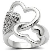 3W213 - Rhodium Brass Ring with AAA Grade CZ  in Clear-0