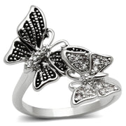 3W214 - Rhodium Brass Ring with AAA Grade CZ  in Clear-0