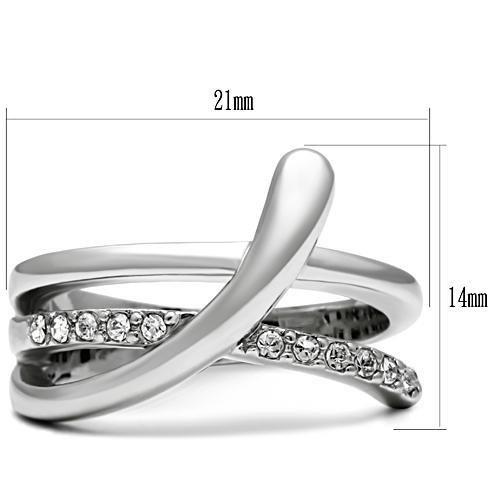 3W216 - Rhodium Brass Ring with Top Grade Crystal  in Clear-1