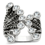 3W218 - Rhodium Brass Ring with AAA Grade CZ  in Clear-0