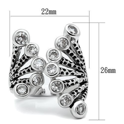 3W218 - Rhodium Brass Ring with AAA Grade CZ  in Clear-1