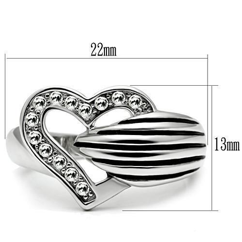 3W219 - Rhodium Brass Ring with Top Grade Crystal  in Clear-1