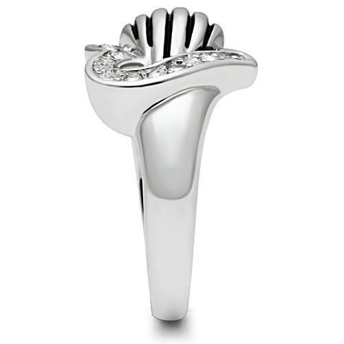 3W219 - Rhodium Brass Ring with Top Grade Crystal  in Clear-4