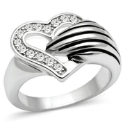 3W219 - Rhodium Brass Ring with Top Grade Crystal  in Clear-0