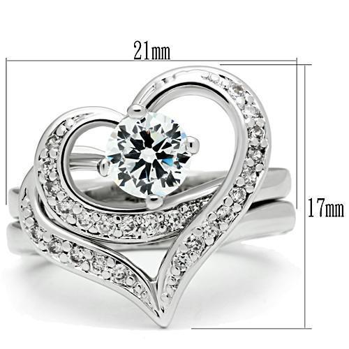3W220 - Rhodium Brass Ring with AAA Grade CZ  in Clear-1