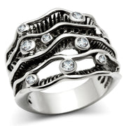 3W221 - Rhodium Brass Ring with AAA Grade CZ  in Clear-0