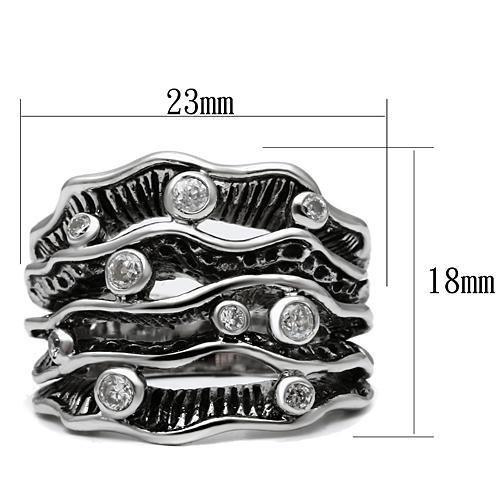 3W221 - Rhodium Brass Ring with AAA Grade CZ  in Clear-1