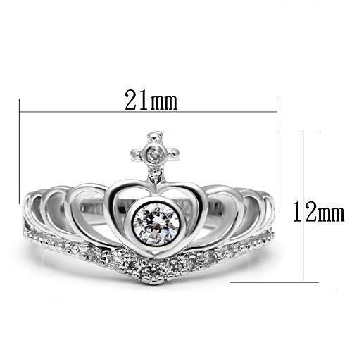 3W229 - Rhodium Brass Ring with AAA Grade CZ  in Clear-1