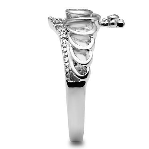 3W229 - Rhodium Brass Ring with AAA Grade CZ  in Clear-3