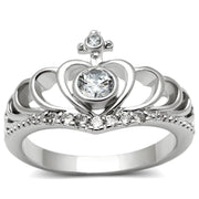 3W229 - Rhodium Brass Ring with AAA Grade CZ  in Clear-0