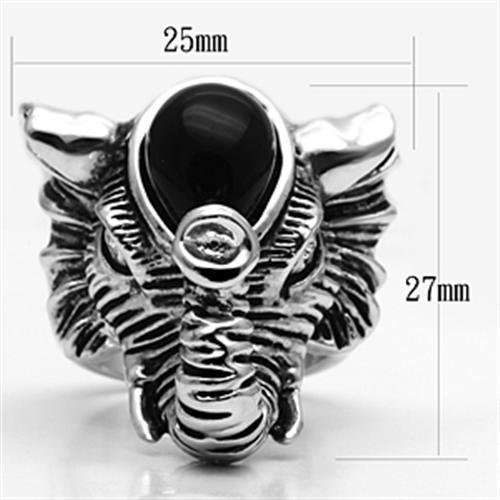3W241 - Rhodium Brass Ring with Synthetic Onyx in Jet-1