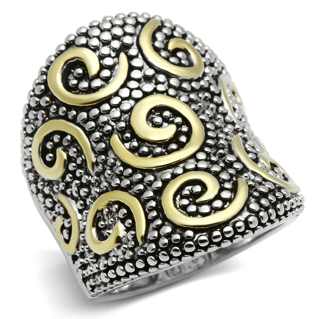3W243 - Reverse Two-Tone Brass Ring with No Stone-0